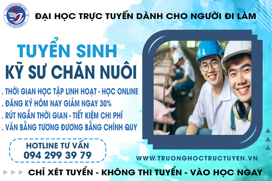 Thông báo tuyến sinh khóa kỹ sư chăn nuôi trực tuyến